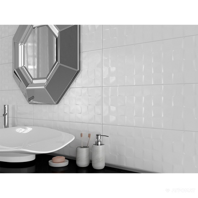 Плитка CERSANIT SIMPLE ART WHITE GLOSSY STRUCTURE CUBES