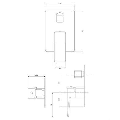 Смеситель для душа скрытого монтажа OMNIRES PARMA BLACK MAT (PM7435BL)
