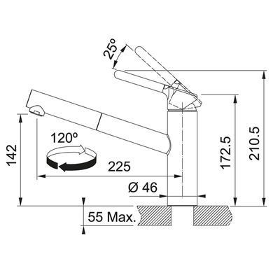 Смеситель кухонный FRANKE ORBIT PULL OUT/графит (115.0623.134)