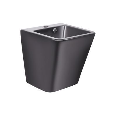 Раковина моноблок QTAP 37х41 / черная / донный клапан (QT1711G808MB)
