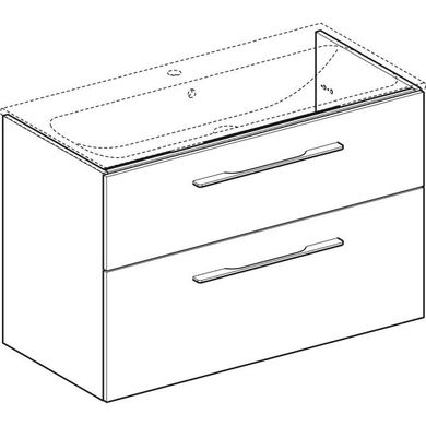 Шкаф для умывальника Geberit Selnova Square slim rim, с двумя ящиками, белый (501.212.00.1)
