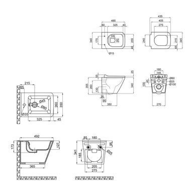 Комплект QTAP 2в1: Подвесной унитаз QTAP TERN ULTRA QUIET + Подвесное биде QTAP TERN (QT1733052EUQW47437)