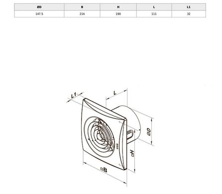Вентилятор витяжний ВЕНТС КВАЙТ В 150 / шнурок-вимикач (QUIET150-V)