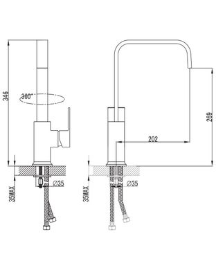 IMPRESE ELANTA смеситель для кухни, хром, 35 мм (55450)