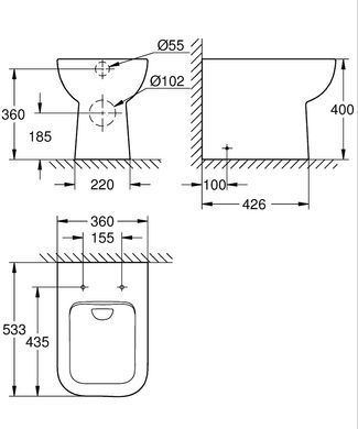 Напольный унитаз GROHE BAU EDGE (39810000)