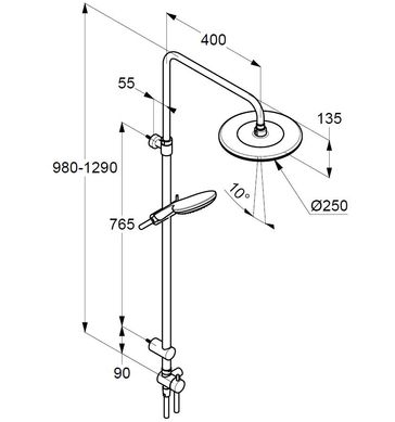 Душевая система KLUDI FRESHLINE DUAL SHOWER SYSTEM без смесителя, с верхним и ручным душем, хром 6709005-00