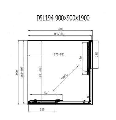 Душова кабіна DUSEL DSL194B 900x900x1900 / BLACK MATT (Dusel-307), Прозоре скло