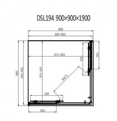 Душова кабіна DUSEL DSL194B 90х90х190 / профіль чорний / скло прозоре (DUSEL-307)