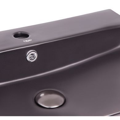 Раковина QTAP NANDO 42х62 / чорна / донний клапан (QT1211K4041MB)