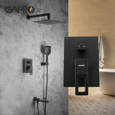 Вбудована душова система GAPPO , вилив - перемикач на лійку, 3-функції, чорний