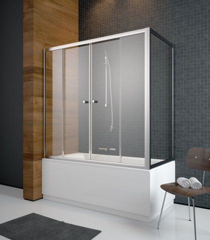 Шторка для ванны RADAWAY VESTA DWD 180х150 / раздвижная / профиль хром / стекло FABRIC (203180-06)