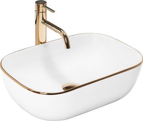 Раковина REA BELINDA GOLD EDGE 33х46.5 / біла / золото (REA-U8736)