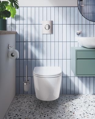 Комплект 5в1: Инсталляция для унитаза GROHE SOLIDO COMPACT + подвесной унитаз GROHE START ROUND CERAMIC / сиденье SOFT CLOSE + клавиша смыва GROHE SAIL (103843SH00)