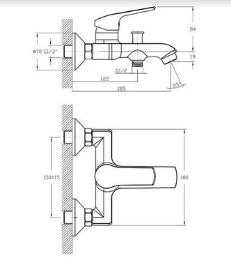 Смеситель для ванны KOLLER POOL TWIST/35 мм (TW0100)