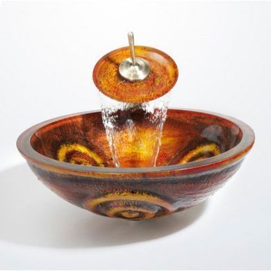Раковина стеклянная KRAUS MULTI-COLOR TIGER EYE 43.2х43.2 (GV-630-19MM)
