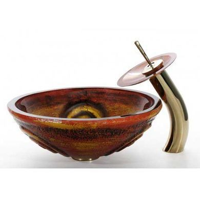 Раковина стеклянная KRAUS MULTI-COLOR TIGER EYE 43.2х43.2 (GV-630-19MM)