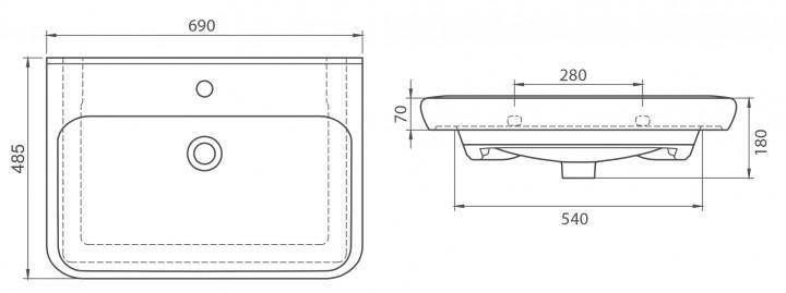Раковина CERASTYLE BELO 48.5х69 (АР000039896)