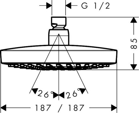 Верхній душ HANSGROHE CROMA SELECT E 180 2jet ECOSMART / хром (26528000)