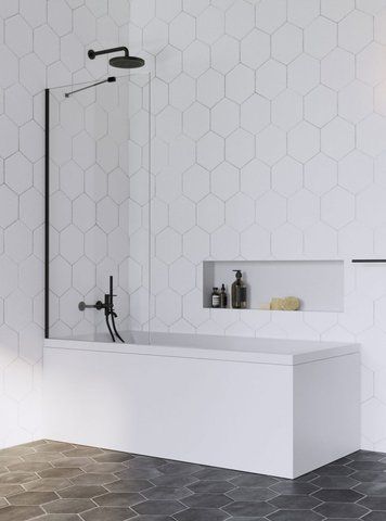 Шторка для ванны RADAWAY IDEA BLACK PNJ 60х150 / профиль черный / стекло прозрачное (GEMWHI401114RP6)