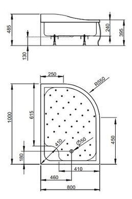 Душовий піддон акриловий RADAWAY KORFU E 100х80х48.5 R / асиметричний (4E81400-03R)