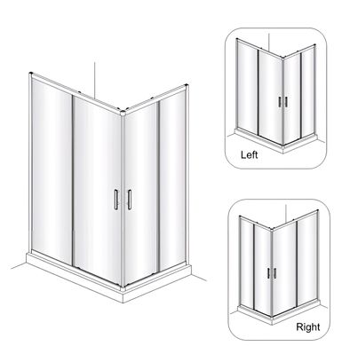 Душові двері KOLLER POOL GRACE 1200x800x1900 / CLEAR / прямокутна (G12080SC)