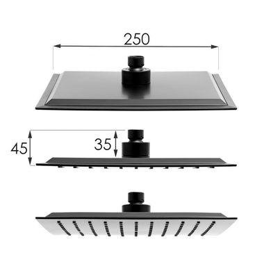 Душовий гарнітур Yoka CUBE 25 BLACK чорний з термостатом (BP.CUBE THERM 25 BLK)