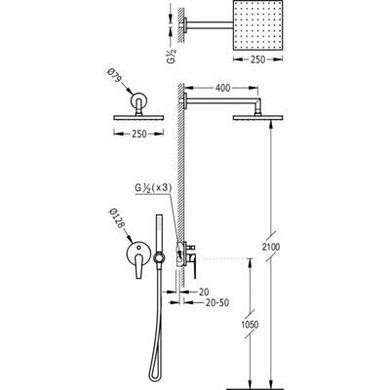 Душевая система TRES CLASS со встроенным смесителем хром 20518002