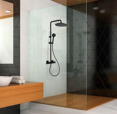 Змішувач для ванни з виливом та душовим комплектом TZAR, чорний (340501BTNM34C303669)