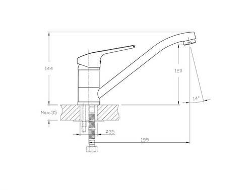 Змішувач для кухні KOLLER POOL TWIST / 35 мм (TW0950)