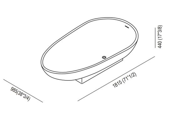 Ванна з штучного каменю Agape Spoon 181.5x98.5x44 см окремостояча, білий (AVAS0901ZZ), 181,5x98,5, 1815, 181,5x98,5, 985