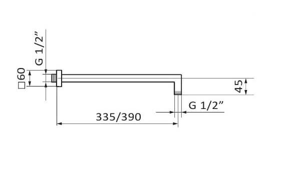 Держатель для верхнего душа 330 мм GRB Showerheads 05025021 (чёрный матовый)