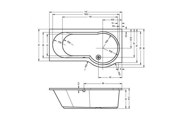 Ванна акрилова RIHO DORADO 170х90 L (BA8100500000000)