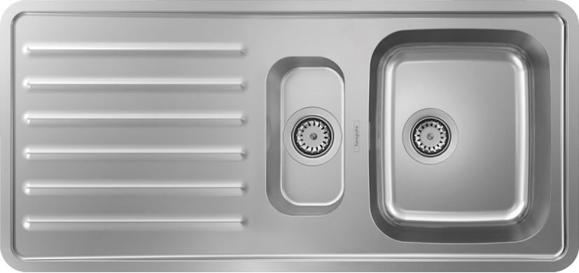 Hansgrohe Кухонная мойка S4111-F540 на столешницу 1075х505 с сифоном (43342800) Stainless Steel