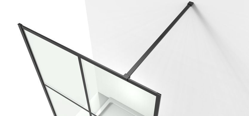 Душевая стенка VOLLE MALLA NEGRA WALK-IN 110х200 / профиль черный матовый / стекло прозрачное + держатель (18-08-110BLACK SET)