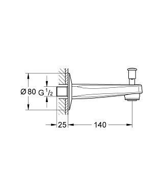 Вилив для ванни GROHE BAUCONTEMPORARY + перемикач (13254000)