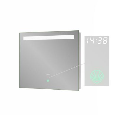 Дзеркало Sanwerk LAVA 'DeLuxe' з білим підсвічуванням LED 2835 та вбудованим годинником, 700x650 мм, ZL0000121