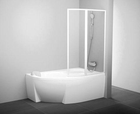 Шторка для ванни RAVAK ROSA II VSK2 170 R двохелементна, права h1500 мм профіль білий, скло TRANSPARENT 76PB0100Z1, 1070