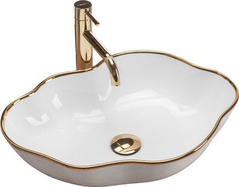 Раковина REA PEARL 51.5х37.5 / біла / золото (REA-U0696)
