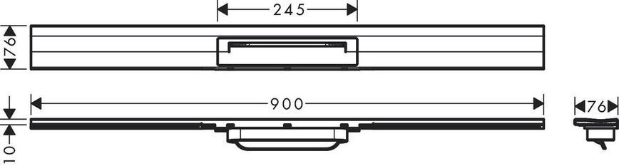 Зовнішня частина зливу HANSGROHE RAINDRAIN FLEX WALL / 900мм / для душу / чорний / матовий / хром (56052340)