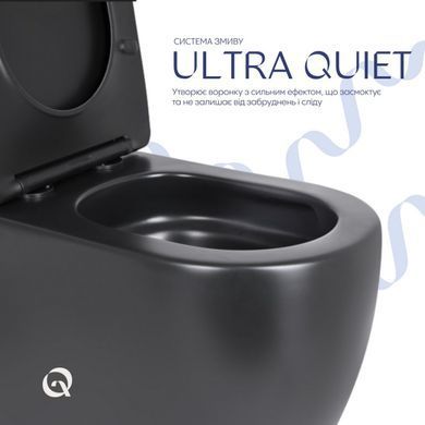 Напольный унитаз QTAP ROBIN ULTRA QUIET MATT BLACK + сиденье SOFT CLOSE (QT13226083AMB)