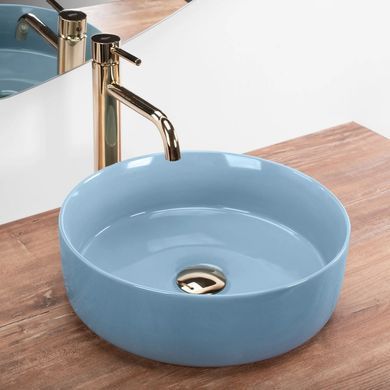 Раковина REA SAMI BLUE SHINY 36х36 / блакитна (REA-U6619)
