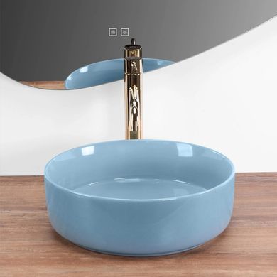 Раковина REA SAMI BLUE SHINY 36х36 / блакитна (REA-U6619)