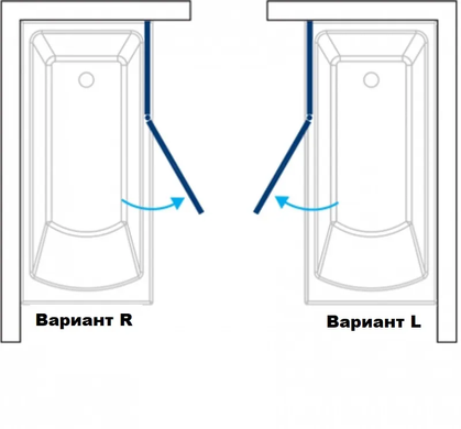 Шторка для ванни KOLLER POOL WATERFALL LINE QP95 115x140 R / двохелементна / GRAPE (QP95 (right) chrome,grape)