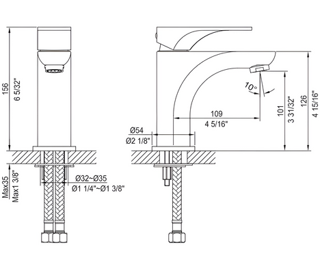 Змішувач для раковини KRAUS AQUILA однорычажный, с донным клапаном h156 мм, сатин FUS-13901BN