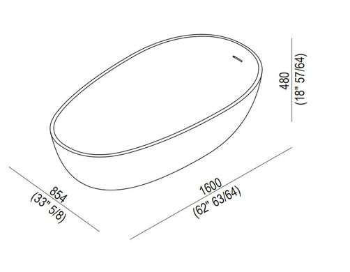 Ванна з штучного каменю Agape Spoon M 160х85.4х48 см окремостояча, білий / темно-сірий (AVAS1093ZG), 160x85,4, 1600, 160x85,4, 854