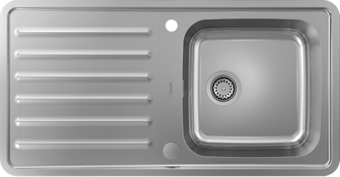 Hansgrohe Кухонная мойка S4113-F400 на столешницу 975х505 с сифоном automatic (43338800) Stainless Steel