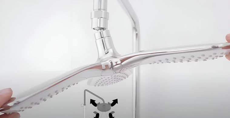 Душевая система KLUDI FIZZ DUAL SHOWER SYSTEM без смесителя, с верхним душем с тремя лопастями и ручным душем, хром 6709305-00