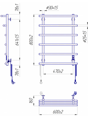 Электрический полотенцесушитель MARIO MARIO-I TR 800x630 / таймер-регулятор (2.3.6400.11.P)