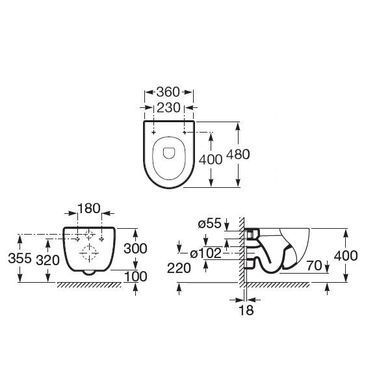 Подвесной унитаз ROCA MERIDIAN-N COMPACTO (A346248000)