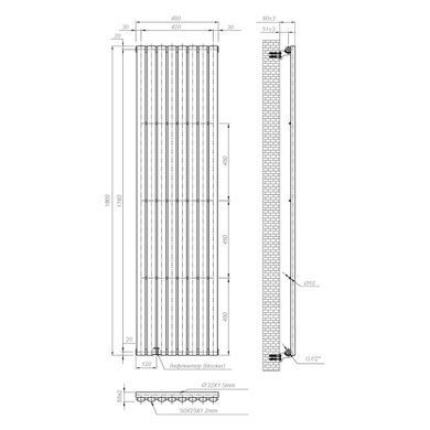 Радиатор NAVIN ELLIPSE 480х1800-8 ANTICOR / черный муар (02-245032-4818)